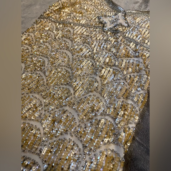 Vintage 90s Y2K 100% Silk Beaded Dress Flapper Mermaid Silk Dress Prom Flapper - Picture 7 of 10